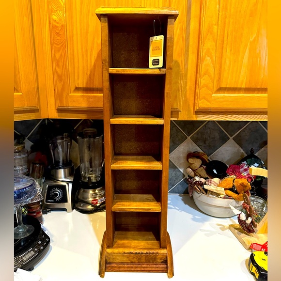 VTG CD GAME MEDIA ACCESSORY HOLDER WOODEN CABINET 5 CUBBY SHELF SHELVES 30 3/4” - Picture 12 of 15